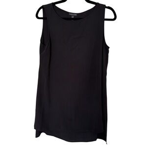 Eileen Fisher Black Sleeveless Layered Shell Silk Top